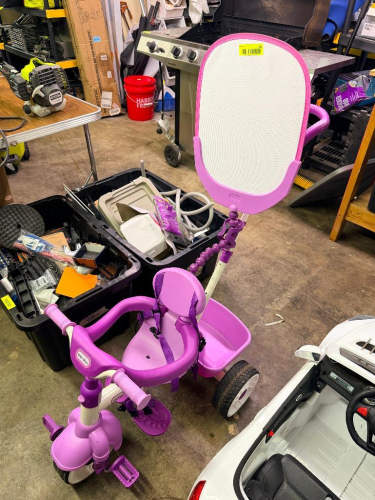 PURPLE PLASTIC BIG WHEEL STROLLER