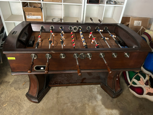 (1) DARK WOOD FOOSBALL TABLE