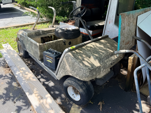 CLUB CAR GOLF CART ROLLING CHASSIS FOR PARTS OR RESTORATION.