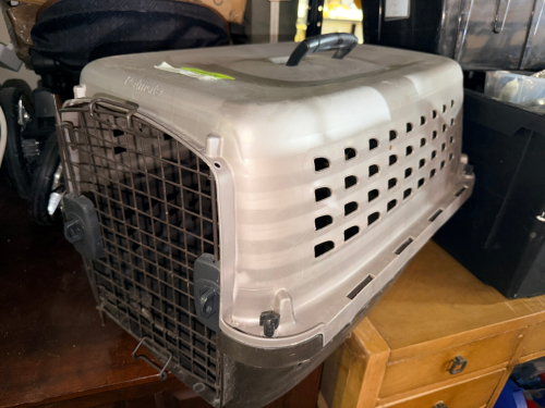 SMALL PLASTIC ANIMAL CARRIER.