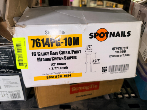 (4) BOXES 16 GAUGE GALVANIZED CHISEL POINT MEDIUM CROWN STAPLES.