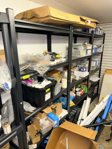 (3) 36" FOUR TIER METAL SHELVES.