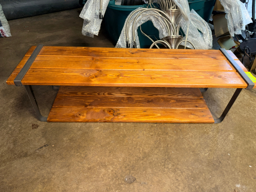 30" TWO TIER WOODEN WALL SHELF / ACCENT