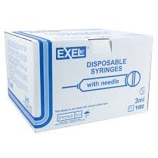 (1) BOX OF (100) DISPOSABLE SYRINGES WITH NEEDLE