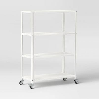 (1) THREE SHELF ROLLIGN METAL BOOKCASE