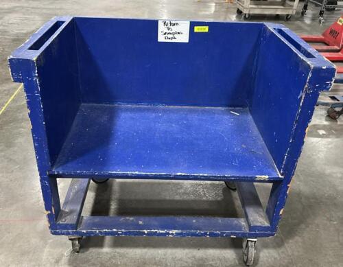 (1) BLUE INDUSTRIAL WOODEN UTILITY CART