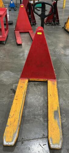 (1) RED AND YELLOW PALLET JACK