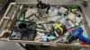 (1) PLASTIC UTILITY CART WITH ASSORTED ELECTRICAL AND MECHANICAL PARTS, - 2