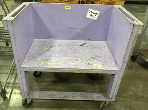 (1) LAVENDER WOOD INDUSTRIAL ROLLING CART