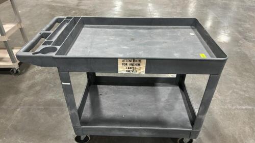(1) GREY 2 SHELF INDUSTRIAL UTILITY CART