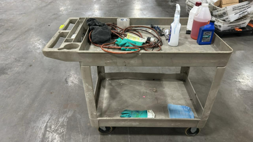 (1) ROLLING 2 SHELF INDUSTRIAL UTILITY CART