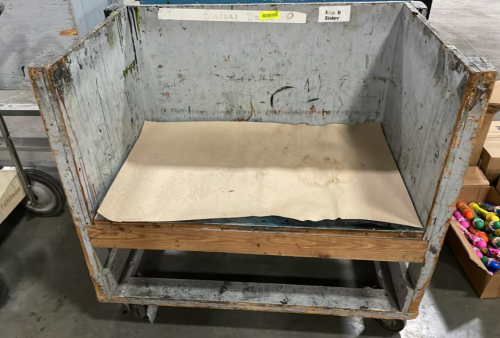 (1) HEAVY DUTY ROLLING GRAY WOODEN INDUSTRIAL UTILITY CART