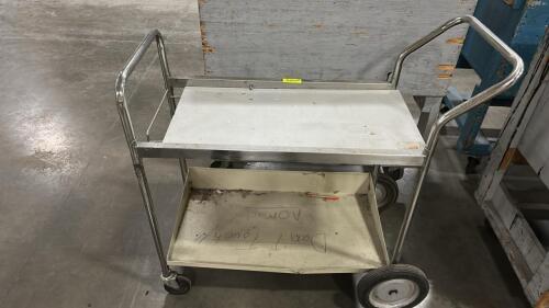 (1) ROLLING 2 SHELF INDUSTRIAL UTILITY CART