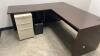 (1) L-SHAPED DESK WITH FILING CABINET AND TRASH CAN - 2