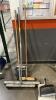 (1) LOT OF ASSORTED LOT OF BROOMS, PUSH BROOMS, AND DUST PANS