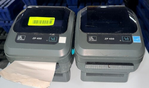 (2) ZEBRA ZP 450 LABEL PRINTERS.