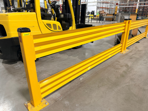 (2) 96" SECTIONS OF WAREHOUSE SAFETY RAIL GUARD.