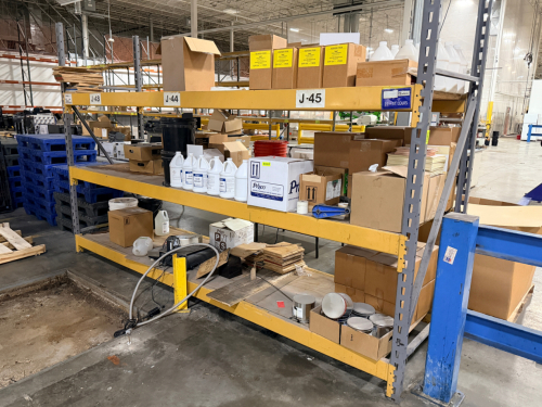 (1) SECTION OF 12' X 36" PALLET RACKING W/ (2) UPRIGHTS, (6) CROSS BEAMS.