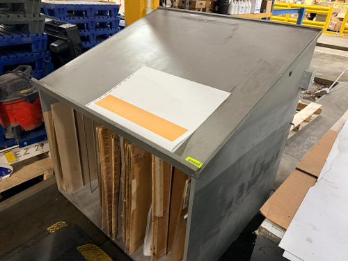 60" WOODEN DRAFTING DESK W/ LOWER STORAGE.