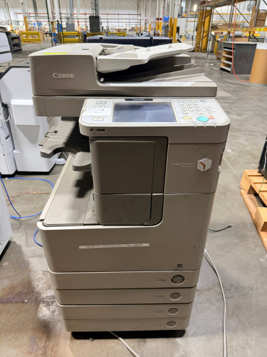 CANON IMAGERUNNER ADVANCE MULTIFUNCTION MONOCHROME COPIER/PRINTER/SCANNER WITH AUTOMATIC DOCUMENT FEEDER AND (4) PAPER DRAWERS.