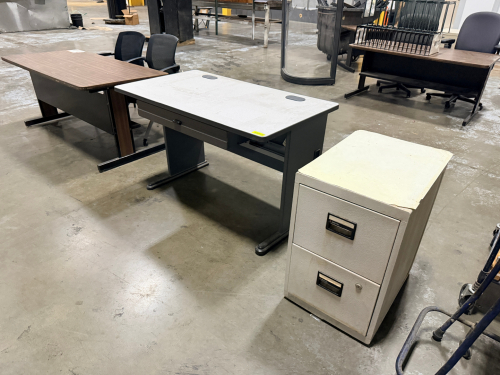 (1) LOT OF ASSORTED OFFICE FURNITURE.