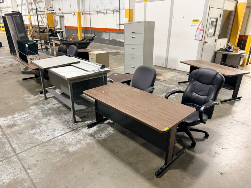 (1) LOT OF ASSORTED OFFICE FURNITURE.