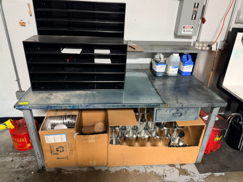 72" X 30" METAL SHOP DESK.