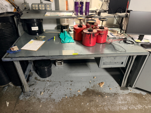 72" X 30" METAL SHOP DESK.