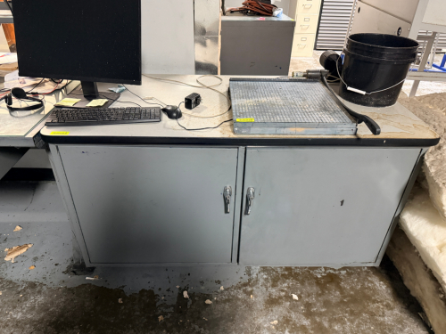 60" METAL SHOP TABLE W/ LOWER STORAGE.