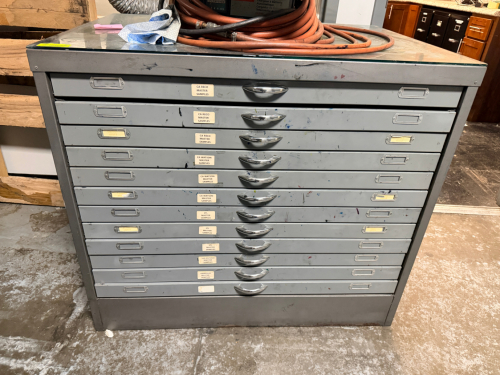 41" X 29" BLUE PRINT FILE CABINET.