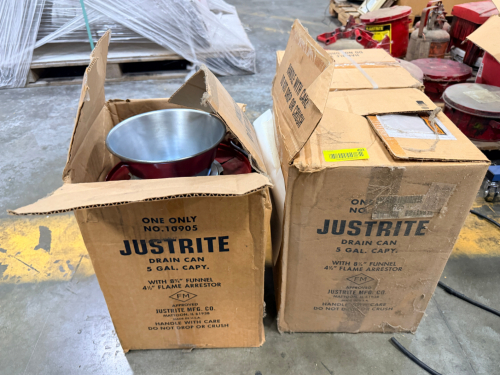 (3) JUSTRITE 5 GALLON OILY RAG CANS ( NEW )