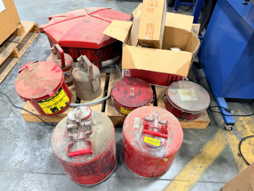 (1) PALLET OF MISC OILY RAG CANS ( USED )
