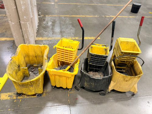 (4) YELLOW MOP BUCKETS