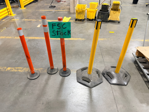 (5) ASSORTED BARRIERS AND STANCHION POSTS