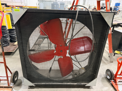 LARGE AIR MOVER W/ WOODEN SURROUND.