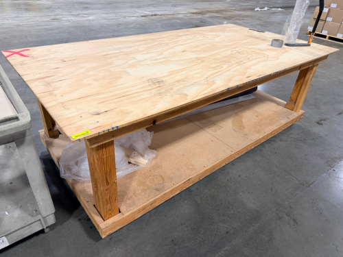 8' X 4' CUSTOM BUILT ROLL ABOUT TABLE.