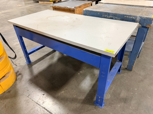 WAREHOUSE SHIPPING / FABRICATION TABLE W/ COMPOSITE TOP AND METAL FRAME