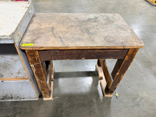30" WOODEN WAREHOUSE / SHOP TABLE.