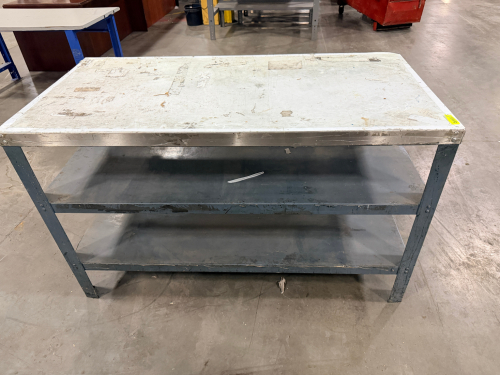 60" X 30" METAL SHOP TABLE.