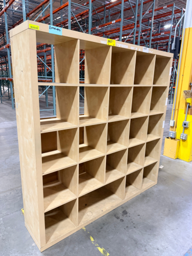 72" COMPOSITE WOOD CUBBY SHELF.