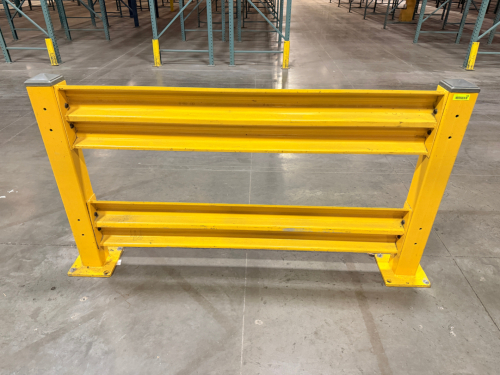 (4) ASSORTED SECTIONS OF WAREHOUSE SAFETY GUARD RAIL . 48" TO 60"