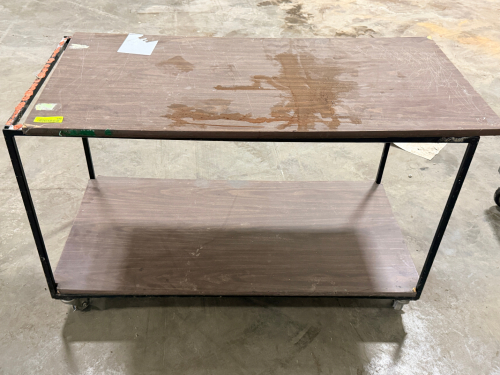 48" TWO TIER LAMINATE WOOD TOP TABLE.