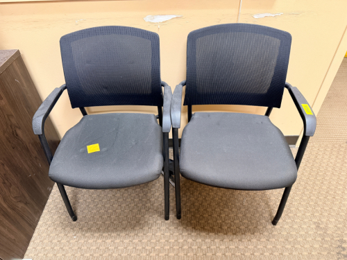 (2) UPHOLSTERED SIDE ARM CHAIRS