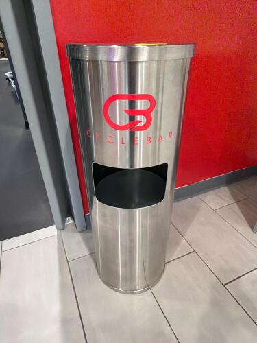 (1) ROUND STAINLESS STEEL TRASH CAN