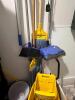 (1) LOT OF ASSORTED MOPS, BROOMS, AND MOP BUCKETS AS SHOWN - 3