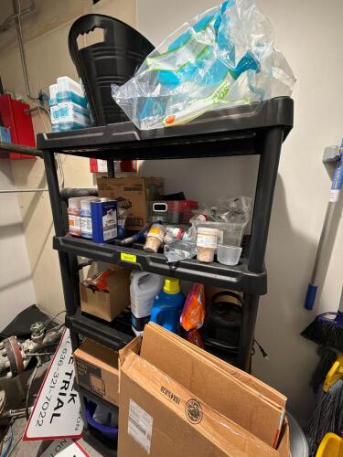 (1) STORAGE SHELF WITH ASSORTED CONTENTS AS SHOWN