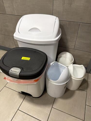 (1) LOT OF ASSORTED TRASH CANS