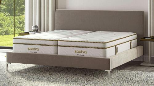 SAATVA NATURAL LATEX HYBRID SPLIT KING MATTRESS