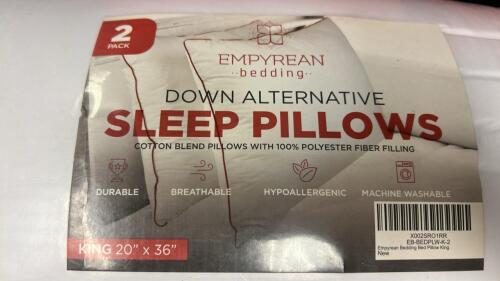 (2) EMPYREAN BEDDING DOWN ALTERNATIVE SLEEP PILLOWS