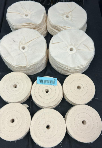 (1) ASSORTED LOT OF COTTON BUFFING WHEELS AND POLISHING PADS